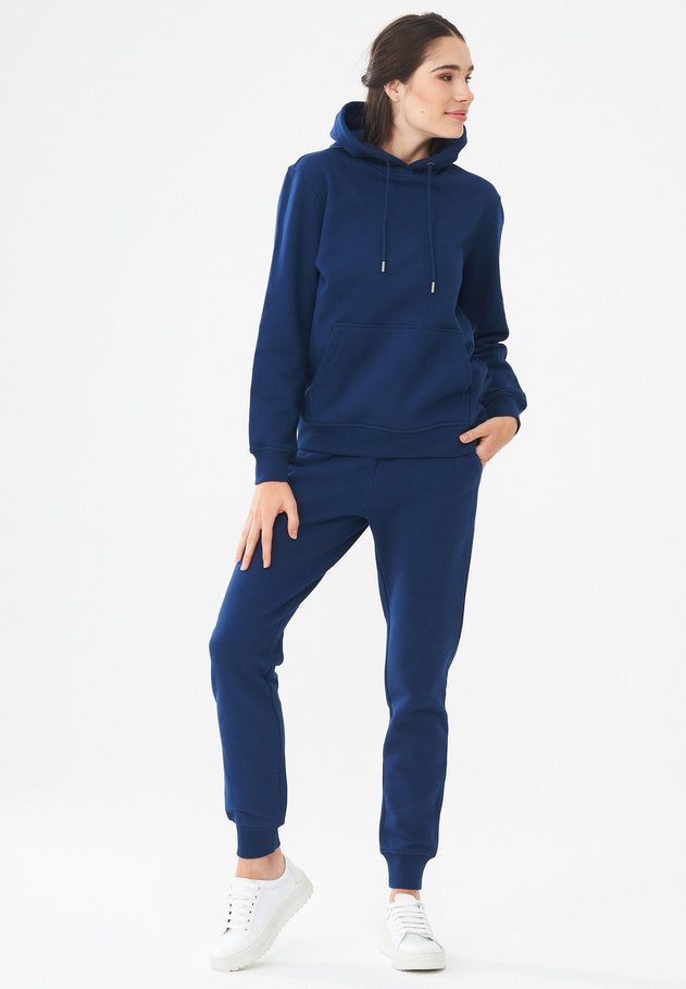 Women's Organic Cotton Hoodie With Kangaroo Pocket Navy