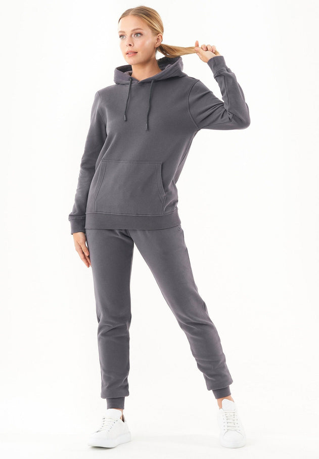 Women's Basic Soft Touch Organic Cotton Hoodie Asphalt