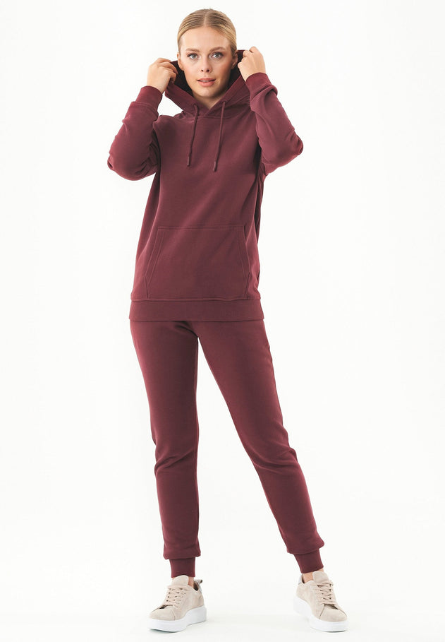 Women's Basic Soft Touch Organic Cotton Hoodie Bordeaux