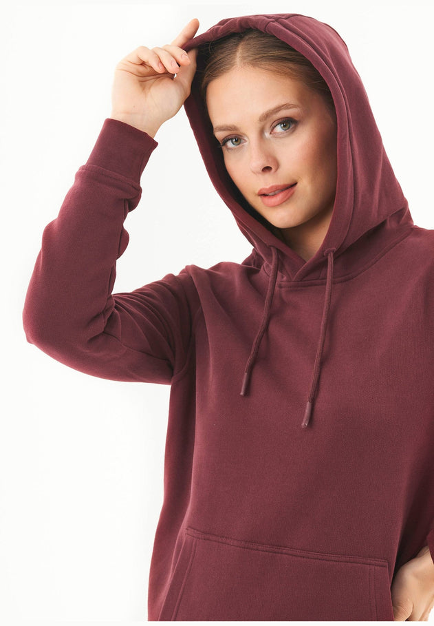 Women's Basic Soft Touch Organic Cotton Hoodie Bordeaux