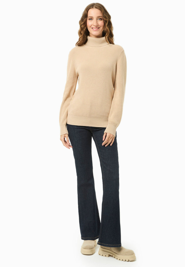 Women's Organic Cotton Turtleneck Knit Beige