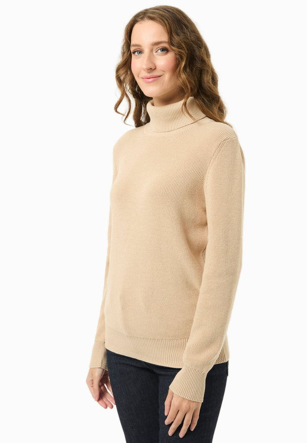 Women's Organic Cotton Turtleneck Knit Beige