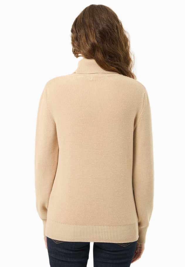 Women's Organic Cotton Turtleneck Knit Beige