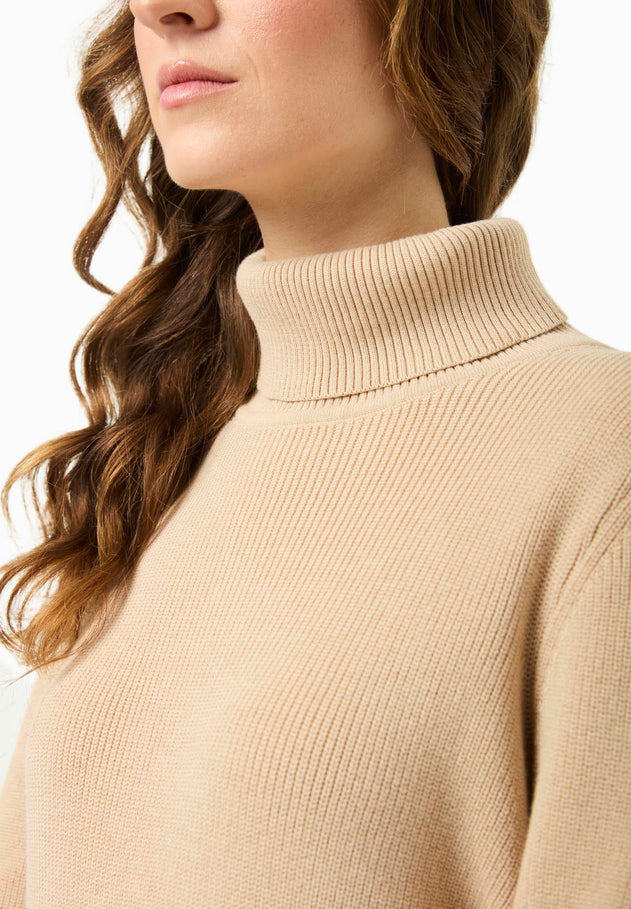 Women's Organic Cotton Turtleneck Knit Beige