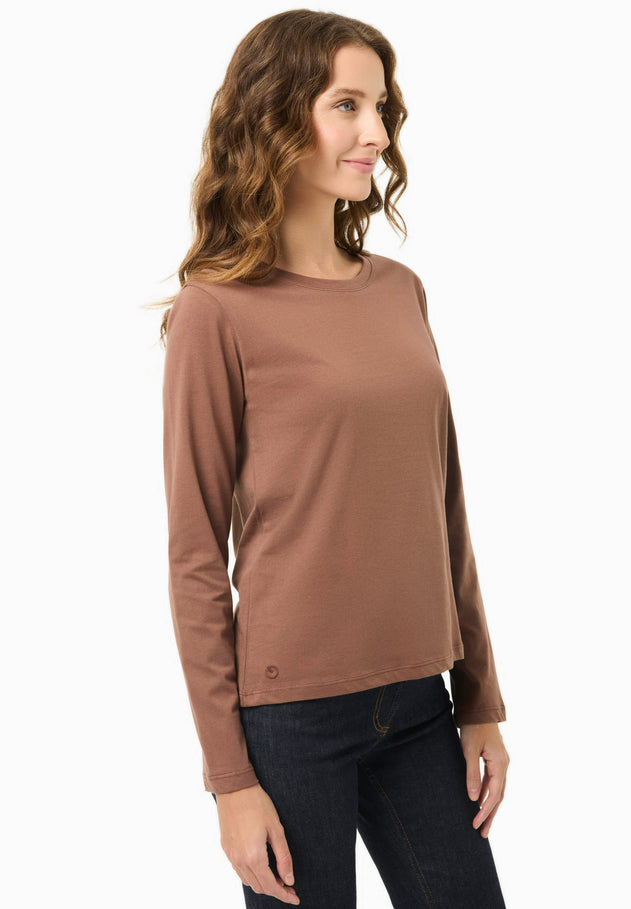 Women's Casual Long-Sleeved T-Shirt Cocoa Brown