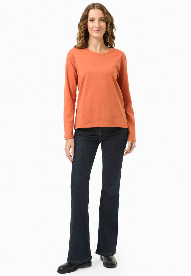 Women's Casual Long-Sleeved T-Shirt Dark Orange