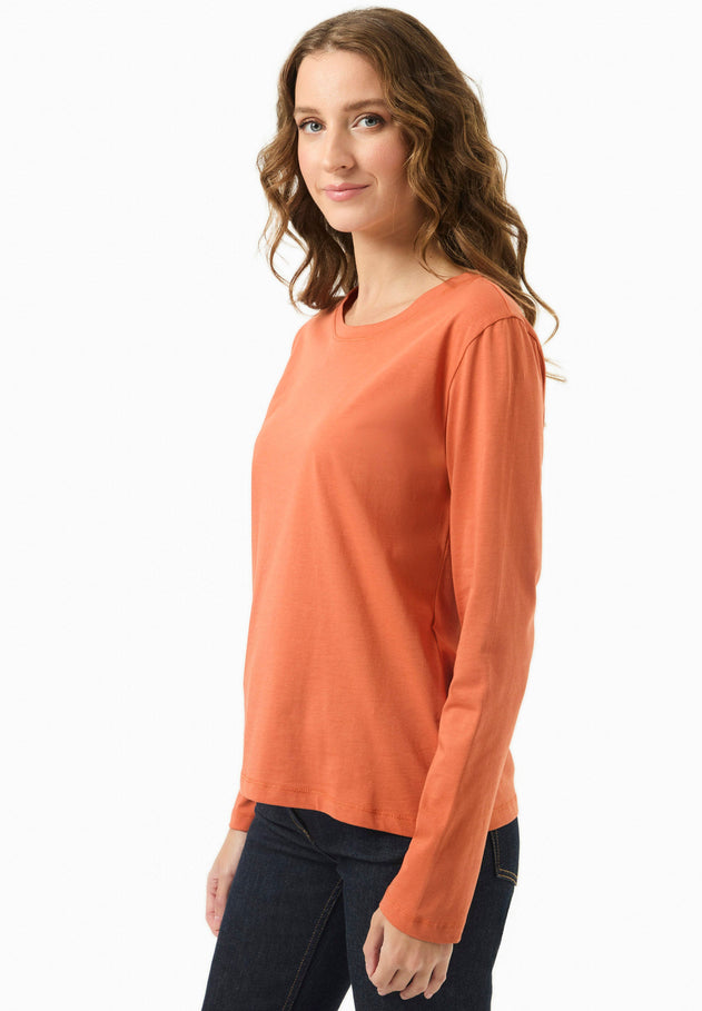 Women's Casual Long-Sleeved T-Shirt Dark Orange