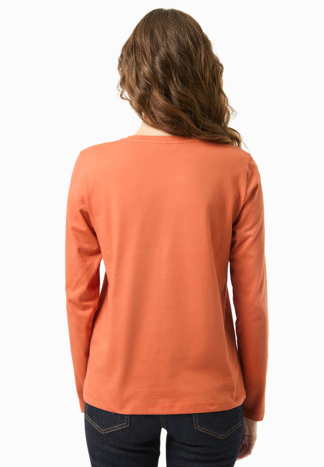Women's Casual Long-Sleeved T-Shirt Dark Orange