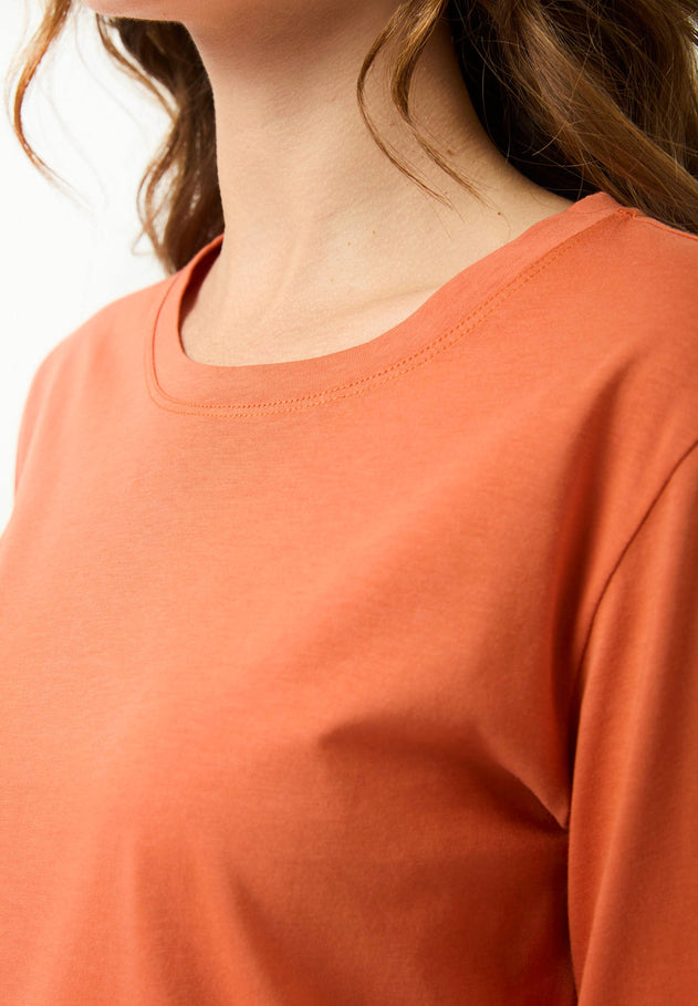 Women's Casual Long-Sleeved T-Shirt Dark Orange