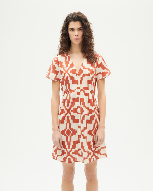 Hebe Illusion Dress Orange