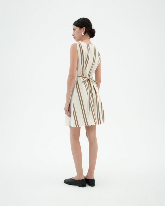 Cecile Poplin Dress Blue/Brown Stripes