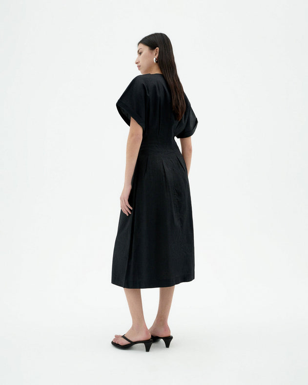Laura Button Dress Black