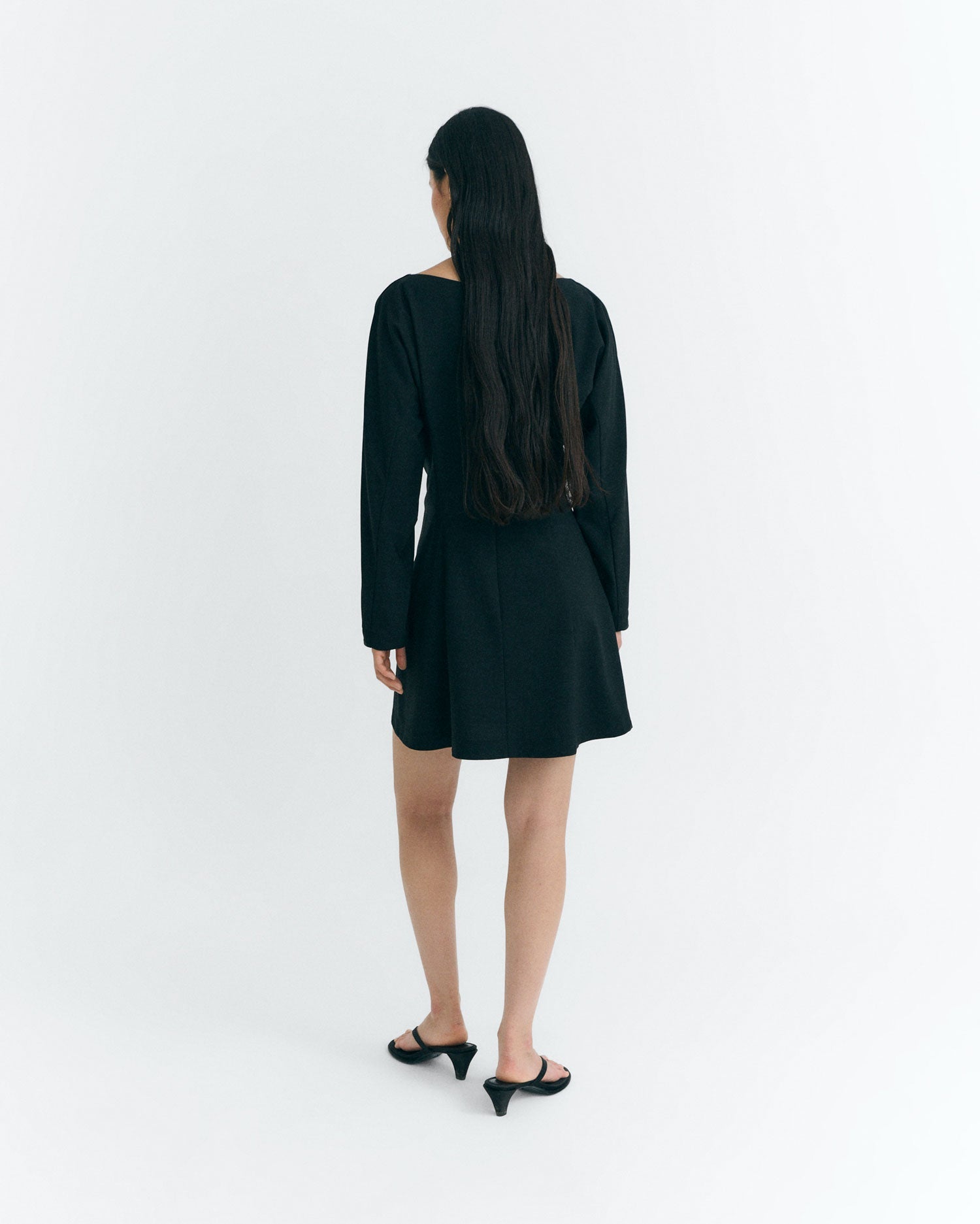 Black fine wool Arianne short dress