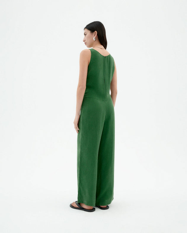 Adriana Cupro Jumpsuit Dill Green