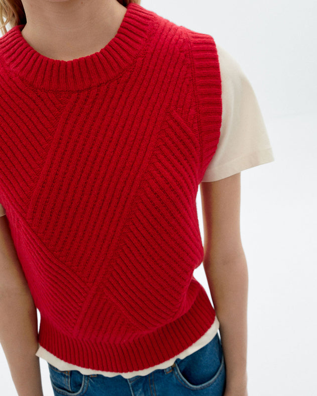 Kaia Vest Knitted Wool Red