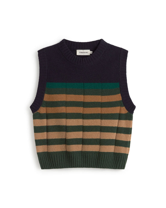 Sherry Vest Knitted Wool Yellow Striped