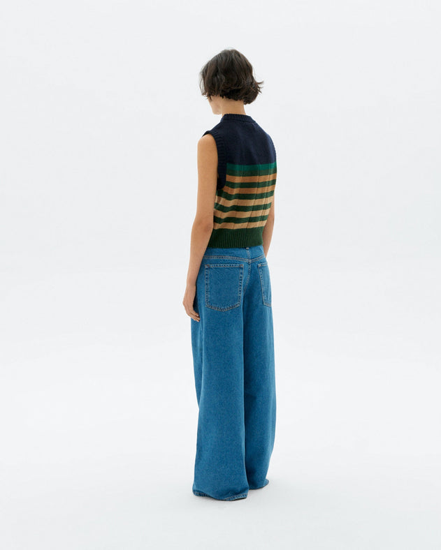 Sherry Vest Knitted Wool Yellow Striped