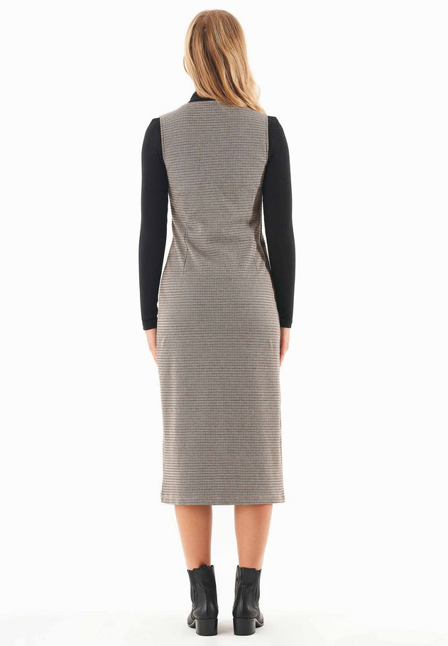 Organic Cotton Blend Dress With Houndstooth Pattern