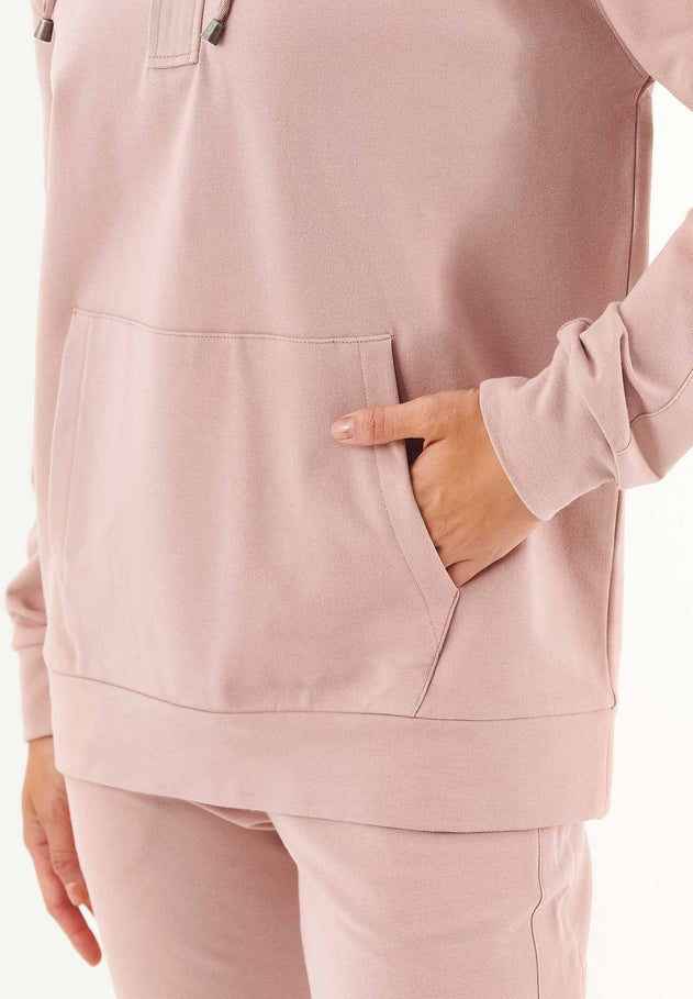 Women's Half-Zip Organic Cotton Hoodie Misty Rose