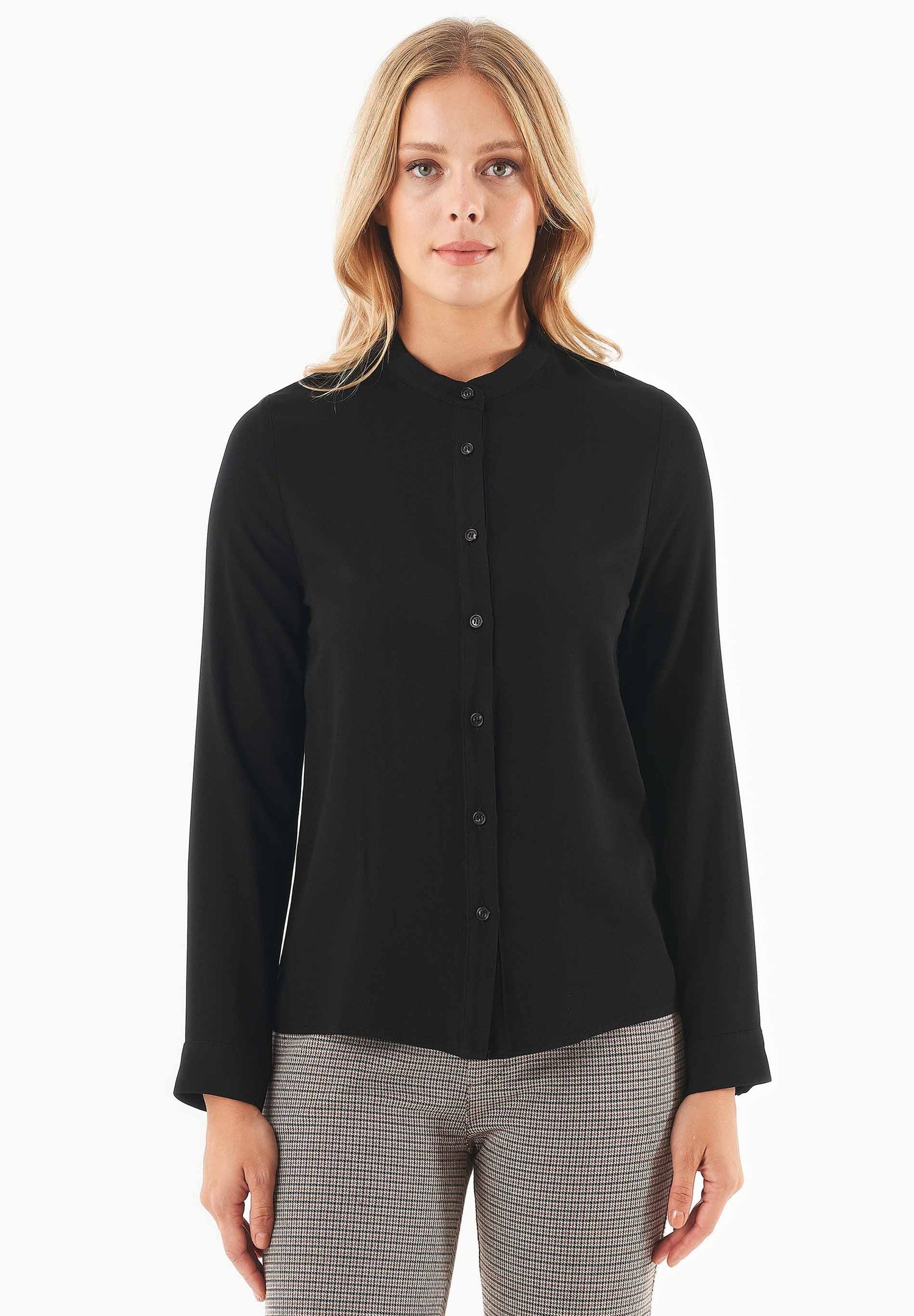 Women's Viscose Button-Up Blouse Black