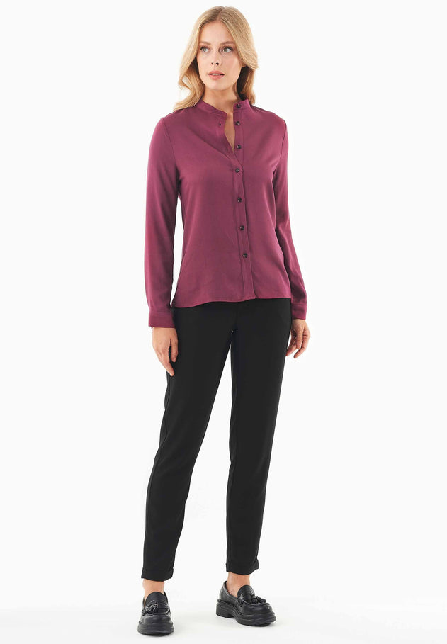 Women's Viscose Button-Up Blouse Wine