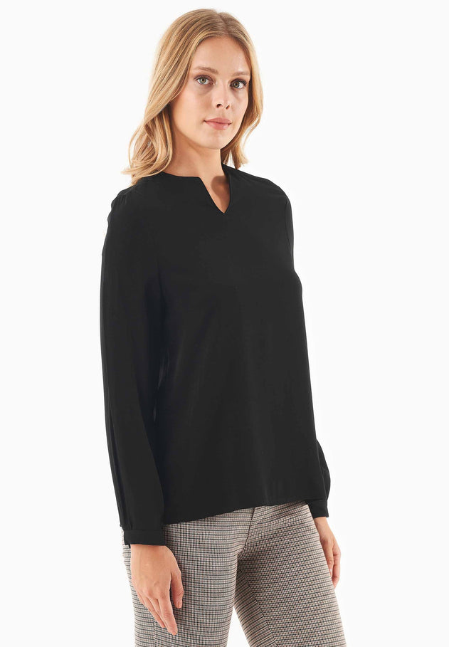 Women's Viscose V-Neck Blouse Black