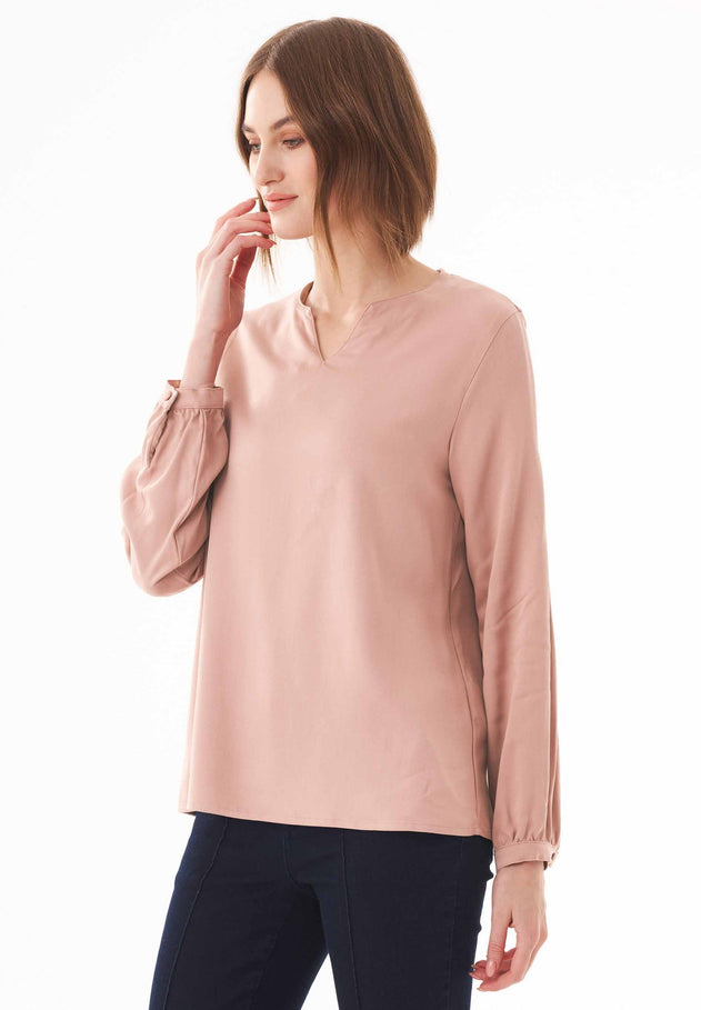 Women's Viscose V-Neck Blouse Misty Rose