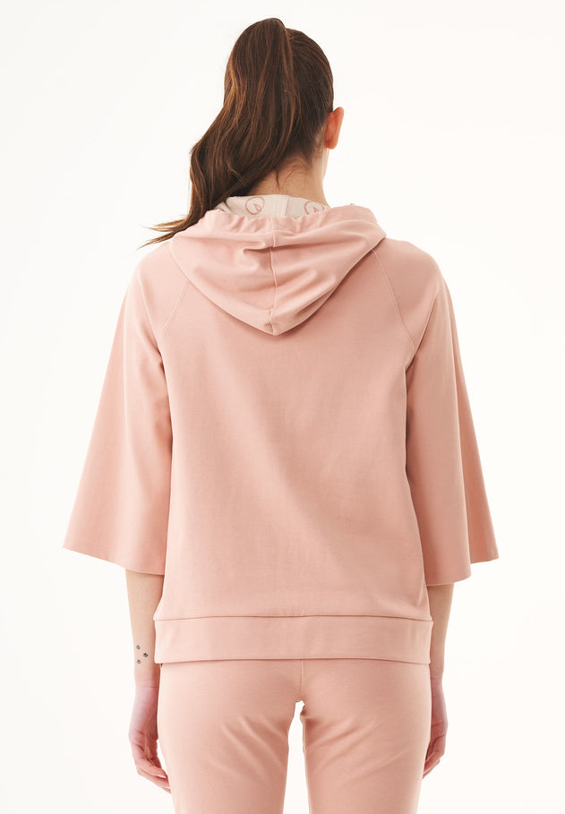 3/4 Sleeve Organic Cotton Hoodie Dusty Blush