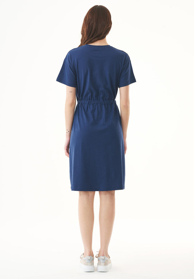 Slub Jersey Dress With Chest Pocket Navy