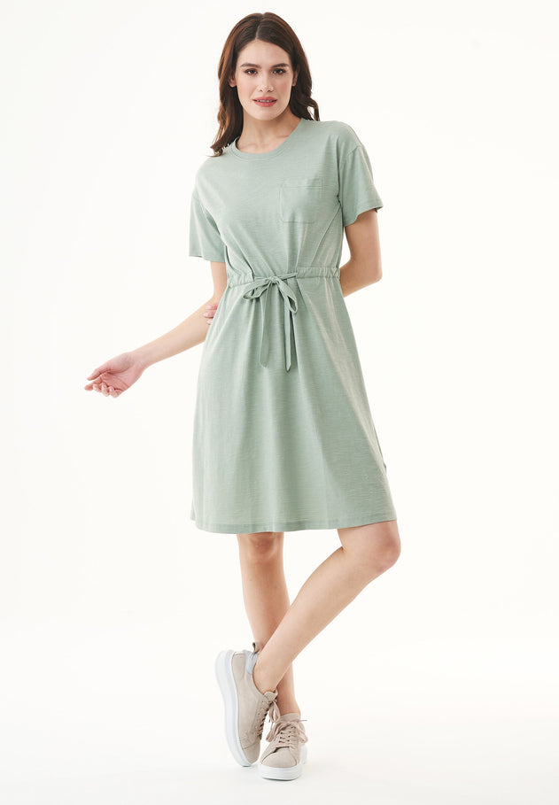 Slub Jersey Dress With Chest Pocket Water Green