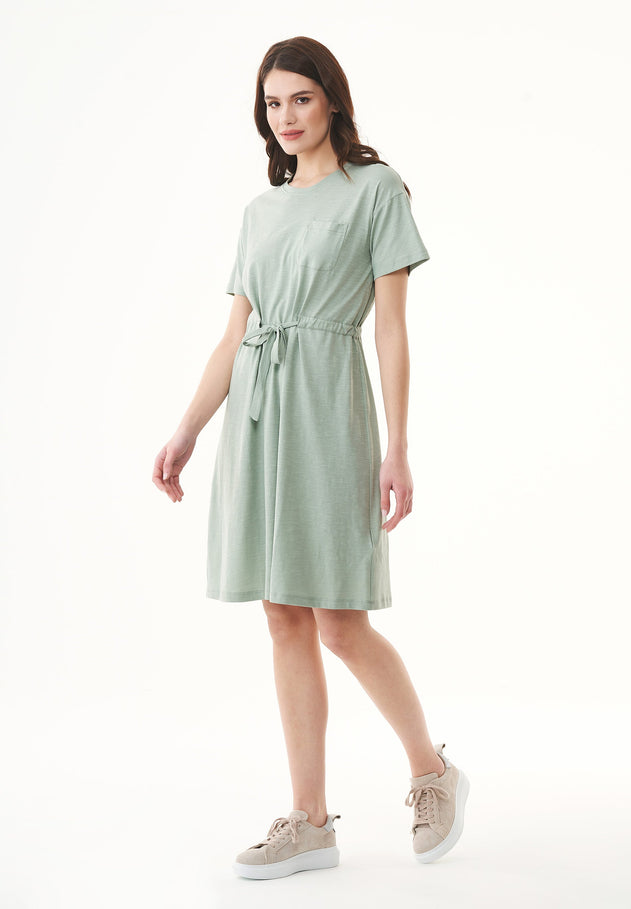 Slub Jersey Dress With Chest Pocket Water Green