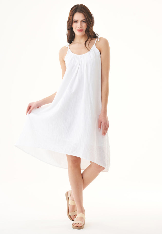 Spaghetti Strap Organic Cotton Summer Dress White