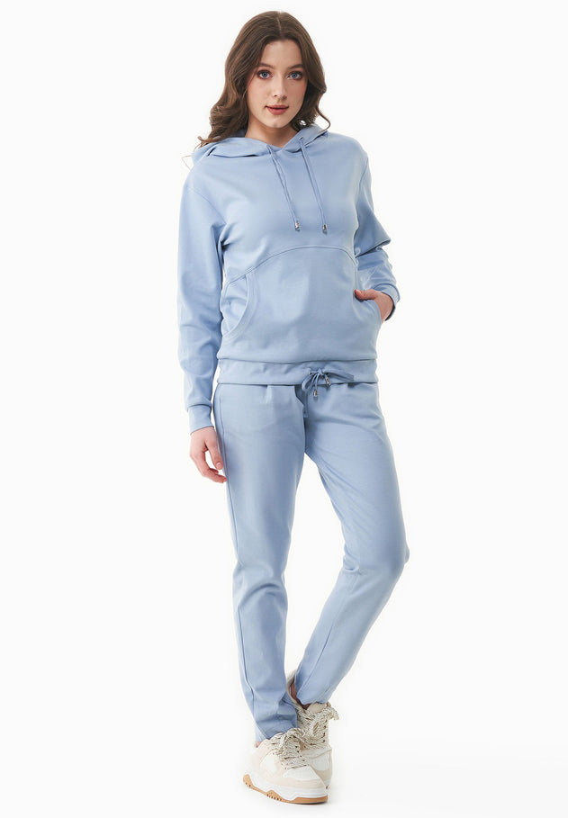 Women's Light Organic Cotton Interlock Sweatpants Ice Blue