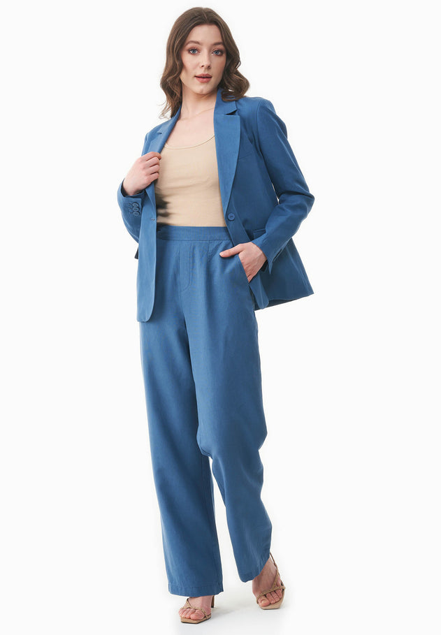 Linen-Lyocell Blend Pants Light Navy