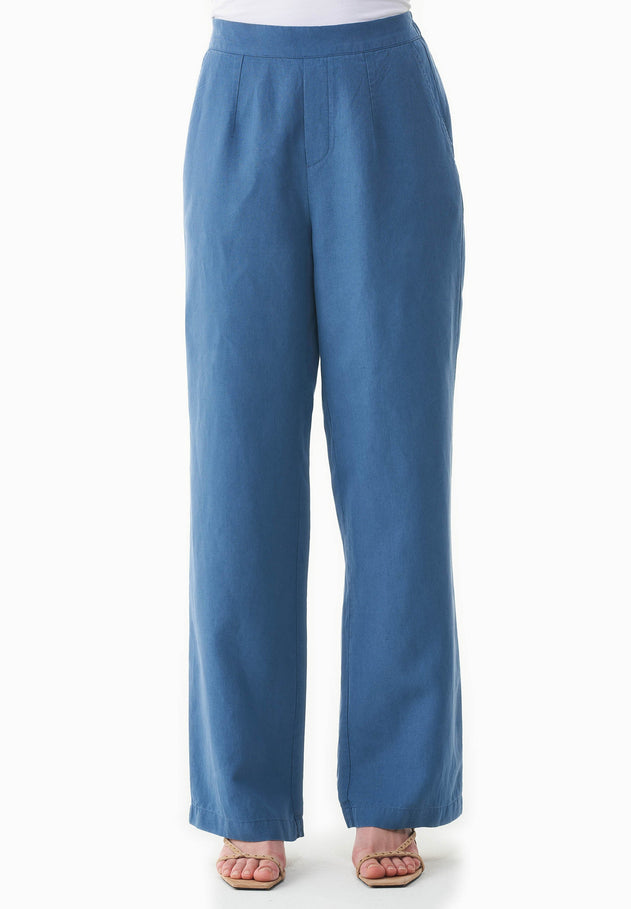 Linen-Lyocell Blend Pants Light Navy