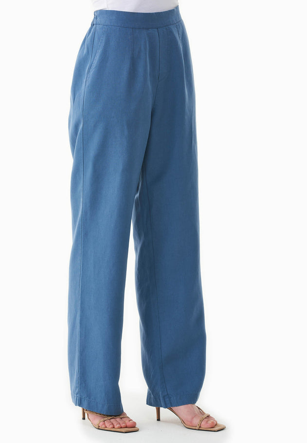 Linen-Lyocell Blend Pants Light Navy