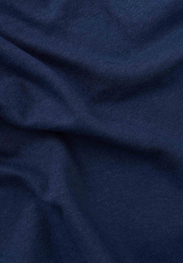 Short Sleeved Linen Blend Jersey Dress Navy