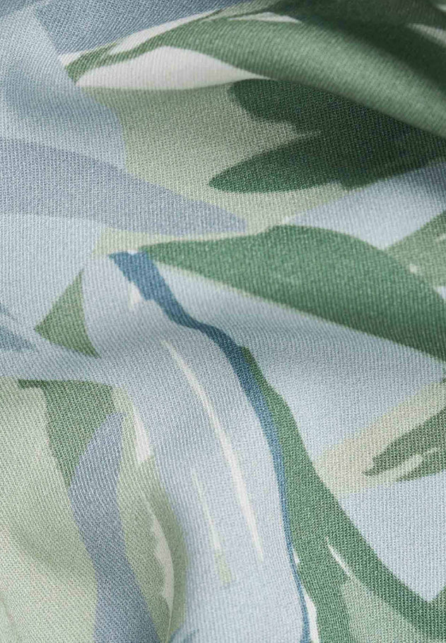 Patterned Viscose Midi Skirt Abstract Leaf