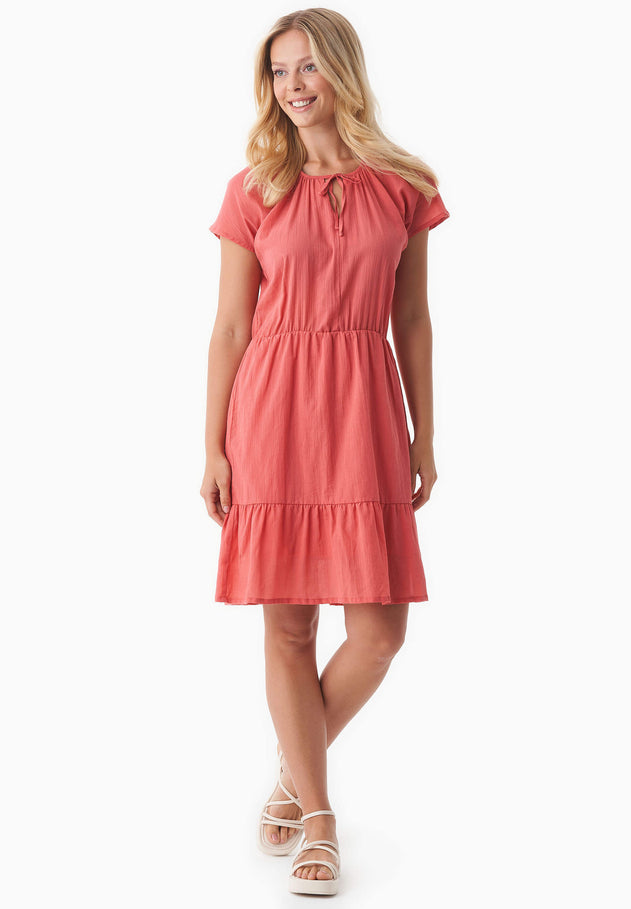 Organic Cotton Voile Tiered Dress Radiant Red