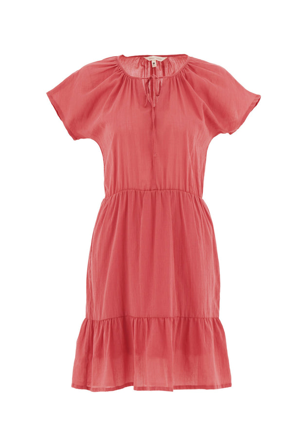 Organic Cotton Voile Tiered Dress Radiant Red