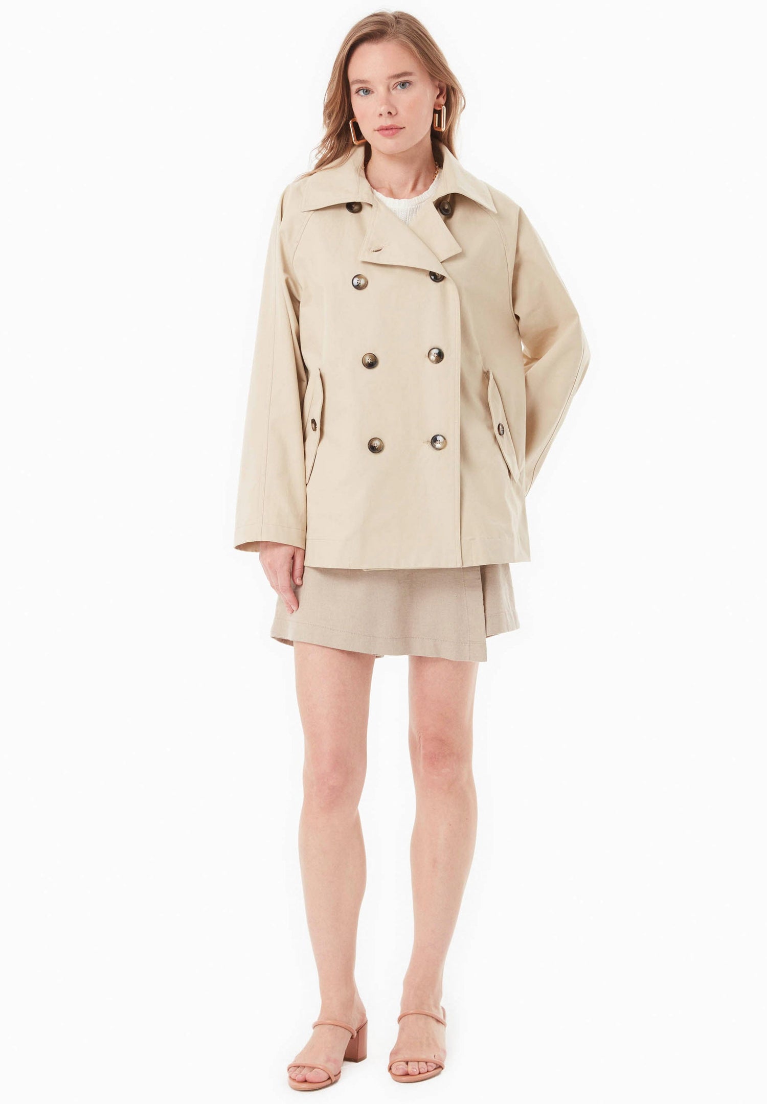 Linen Blend Skort Sand
