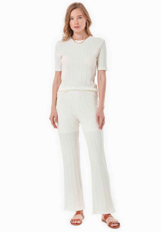 Jacquard Rib Pants Off White