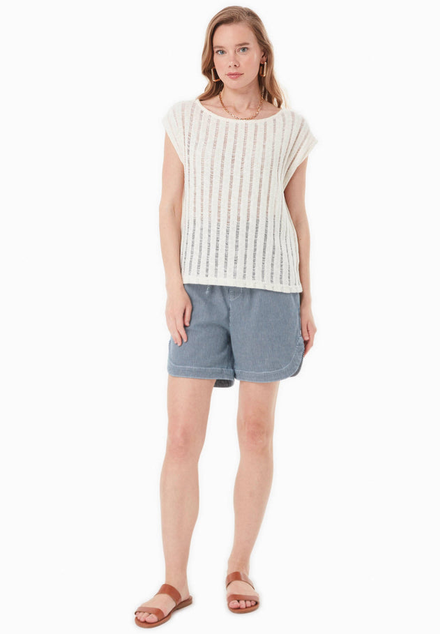Fantasy Knit Short Sleeve Top Natural