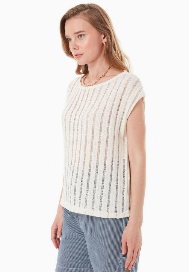 Fantasy Knit Short Sleeve Top Natural
