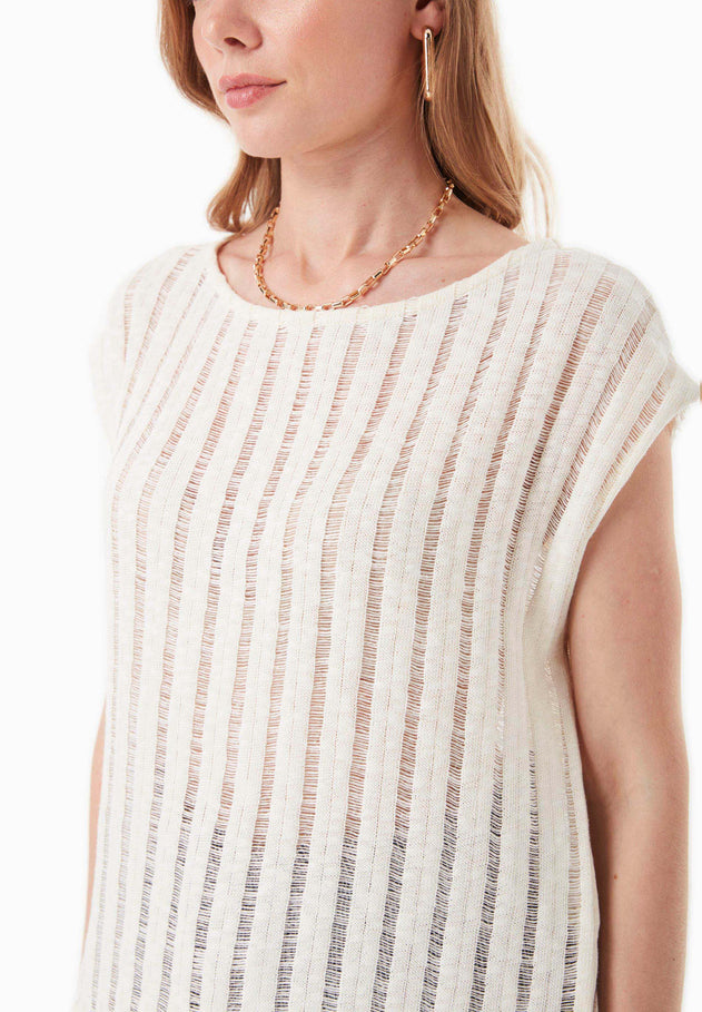 Fantasy Knit Short Sleeve Top Natural