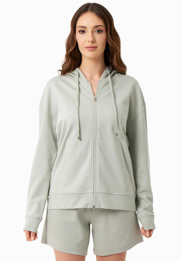 Women's Modal Blend Zipper Hoodie Green Moss