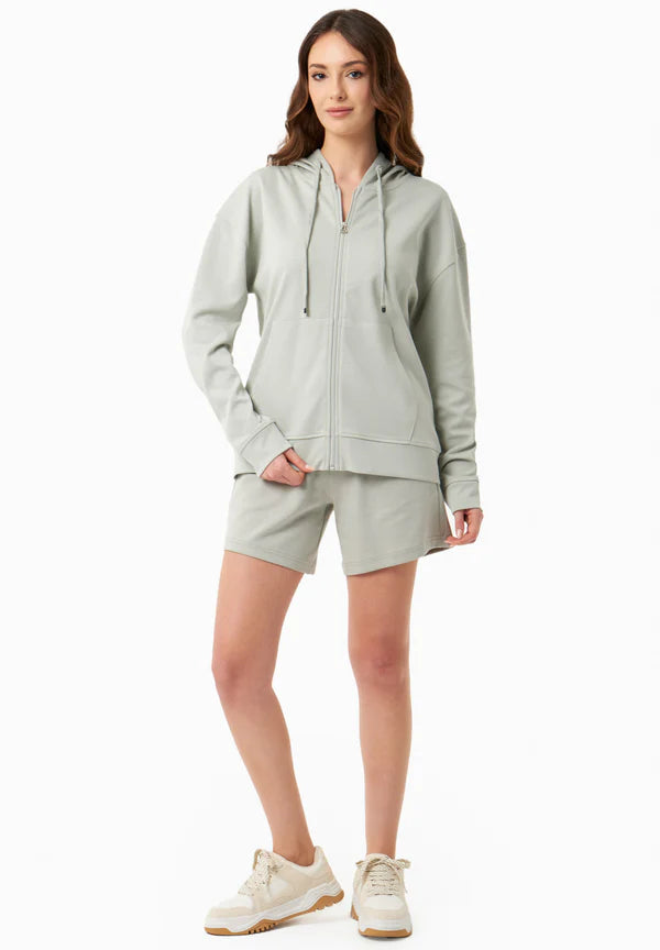 Women's Modal Blend Zipper Hoodie Green Moss