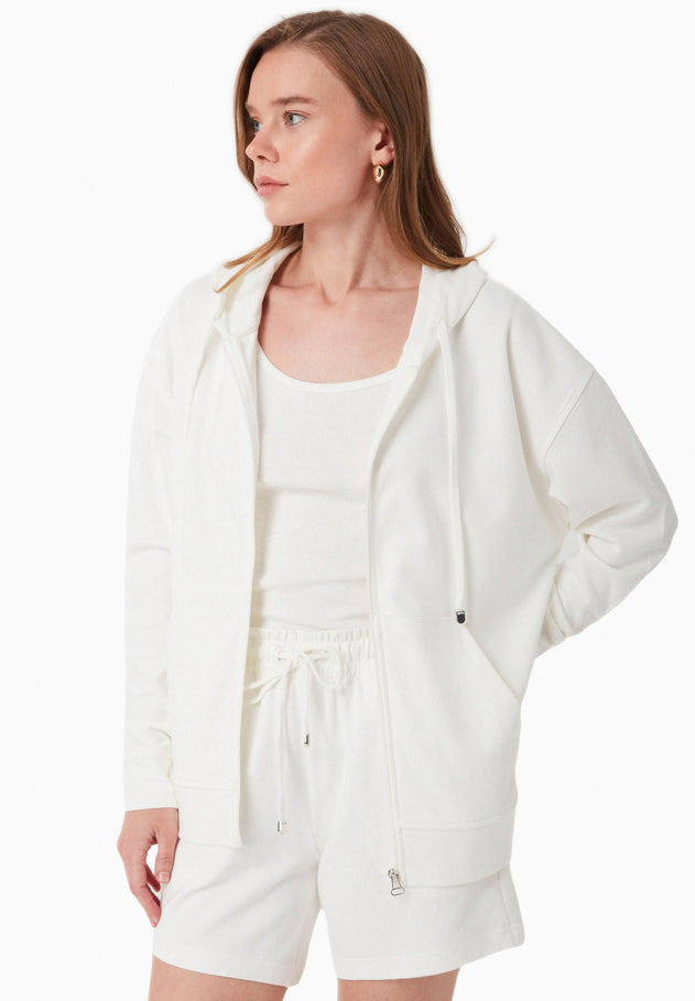 Women's Modal Blend Zipper Hoodie Off White