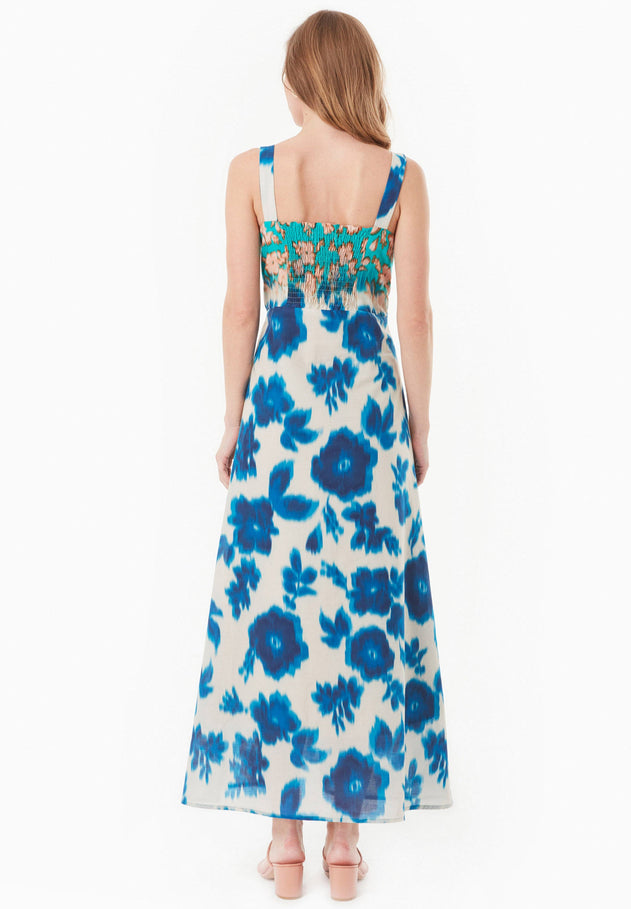 Organic Cotton Voile Summer Dress Blurry Flowers