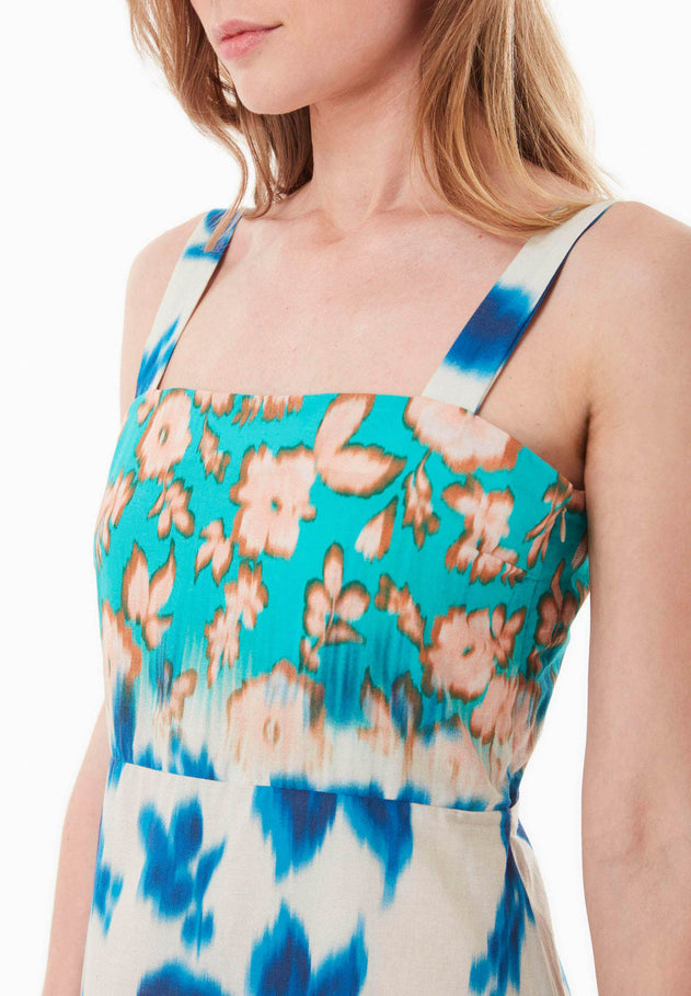 Organic Cotton Voile Summer Dress Blurry Flowers
